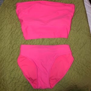 Bandeau (long) cheeky aerie bikini - flamingo pink